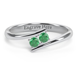 2 Birthstone Bypass Ring