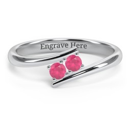 2 Birthstone Bypass Ring