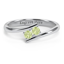 2 Birthstone Bypass Ring