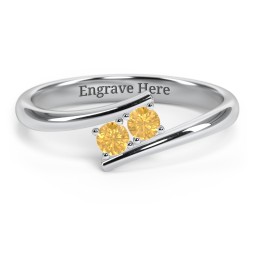 2 Birthstone Bypass Ring