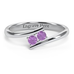 2 Birthstone Bypass Ring