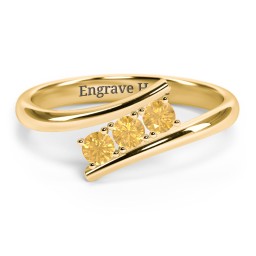 3 Birthstone Bypass Ring in 18K Gold Plated Silver with Citrine