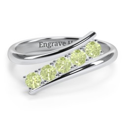 5 Birthstone Bypass Ring