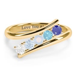 5 Birthstone Bypass Ring in 18K Gold Plated Silver