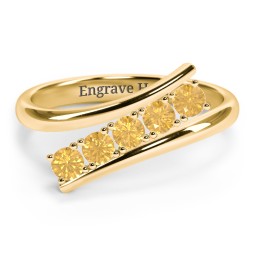 5 Birthstone Bypass Ring in 18K Gold Plated Silver with Citrine