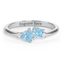 Pair of Hearts Gemstone Promise Ring with Accent Stones