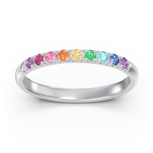 Rainbow Stackable Ring - 2mm – Sterling Silver with Topaz - Rainbow