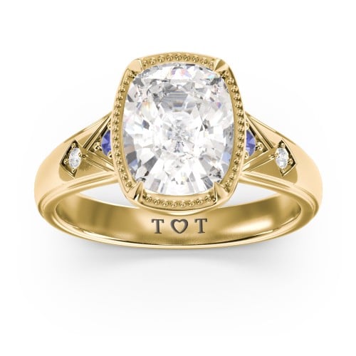 Elongated Cushion "Golden Era" Ring with Birthstones