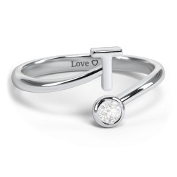 Initial & Birthstone Bypass Ring