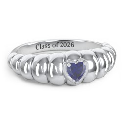 Croissant Dome Ring with Heart Gemstone