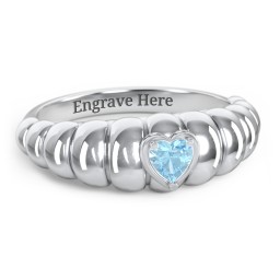 Croissant Dome Ring with Heart Gemstone
