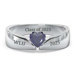 Solitaire Heart Gemstone Ring with Tapered Wide Band