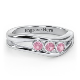 Curved 2-4 Bezel-Set Round Birthstone Ring