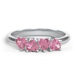 4 Heart Birthstone Ring