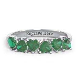6 Heart Birthstone Ring