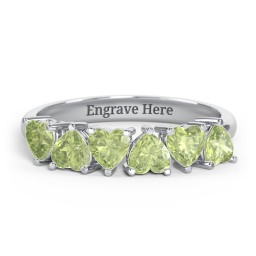 6 Heart Birthstone Ring