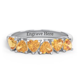 6 Heart Birthstone Ring