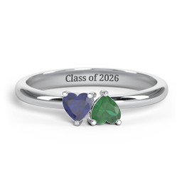 2 Heart Birthstone Ring