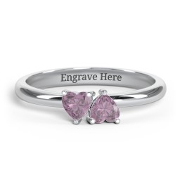 2 Heart Birthstone Ring