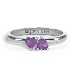 2 Heart Birthstone Ring