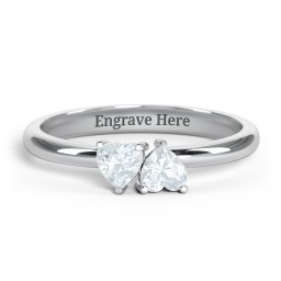 2 Heart Birthstone Ring