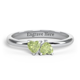 2 Heart Birthstone Ring