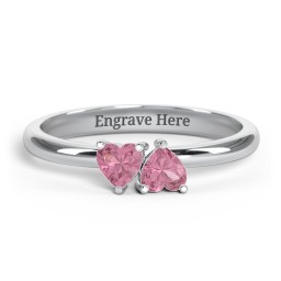 2 Heart Birthstone Ring
