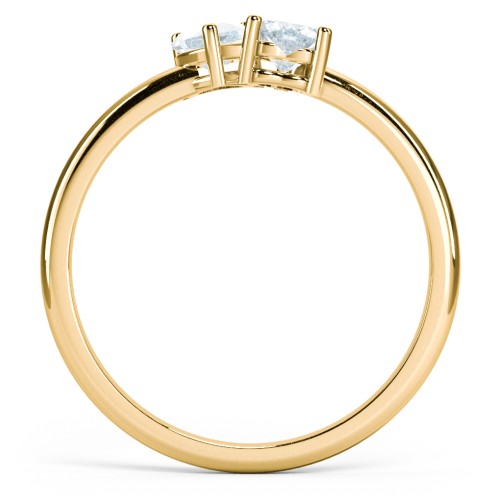 2 Heart Birthstone Ring – 18K Gold Plated Silver with Aquamarine