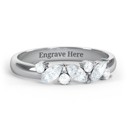 3 Marquise Birthstone Ring with Round Accents