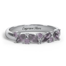 4 Marquise Birthstone Ring with Round Accents