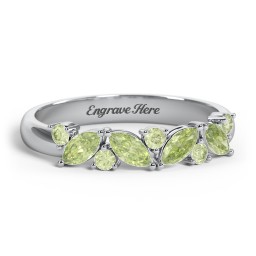 4 Marquise Birthstone Ring with Round Accents