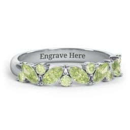 5 Marquise Birthstone Ring with Round Accents