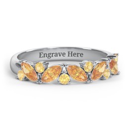 5 Marquise Birthstone Ring with Round Accents