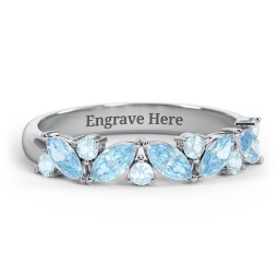 5 Marquise Birthstone Ring with Round Accents