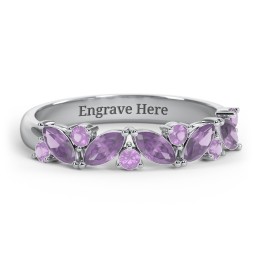 5 Marquise Birthstone Ring with Round Accents