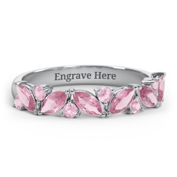 6 Marquise Birthstone Ring with Round Accents