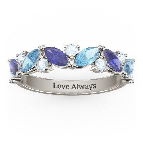 6 Marquise Birthstone Ring with Round Accents