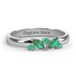 2 Marquise Birthstone Ring with Round Accents