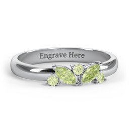 2 Marquise Birthstone Ring with Round Accents
