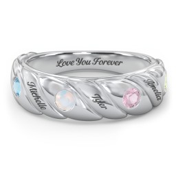 2 to 4 Birthstone Flat Twisted Croissant Ring