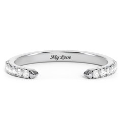 Pavé Birthstone Open Cuff Ring – Sterling Silver with White Premium Zirconia