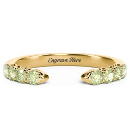 Round Birthstone Open Cuff Ring in 10K Solid Yellow Gold with Peridot