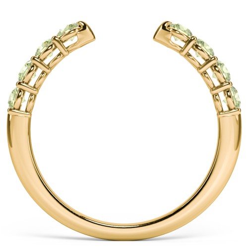 Round Birthstone Open Cuff Ring – 10K Yellow Gold with Peridot