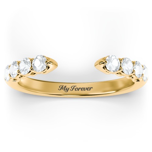 Round Birthstone Open Cuff Ring – 10K Yellow Gold with Aquamarine