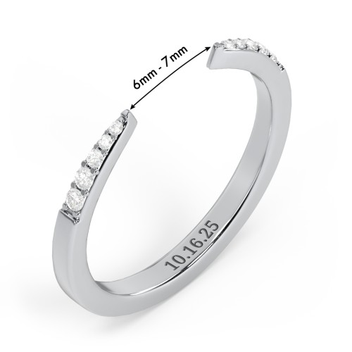 Tapered Accent Open Cuff Ring – Sterling Silver with White Premium Zirconia
