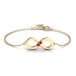 "Twosome" Infinity Bracelet in 18K Gold Plated Silver with Garnet
