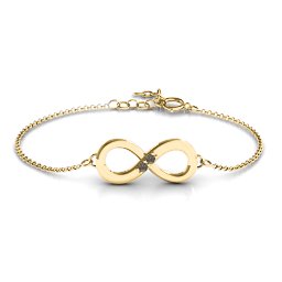 "Twosome" Infinity Bracelet in 18K Gold Plated Silver with Smokey Quartz