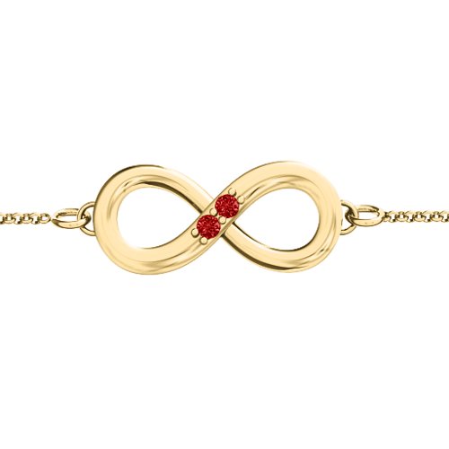 "Twosome" Infinity Bracelet – 18K Gold Plated Silver with Garnet