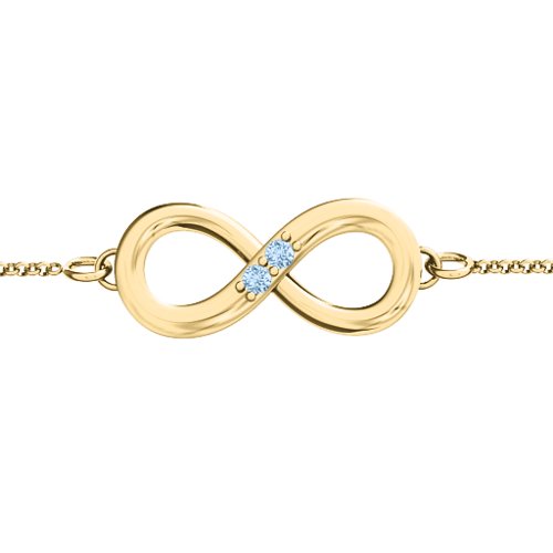 "Twosome" Infinity Bracelet – 18K Gold Plated Silver with Aquamarine