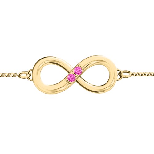 "Twosome" Infinity Bracelet – 18K Gold Plated Silver with Pink Tourmaline